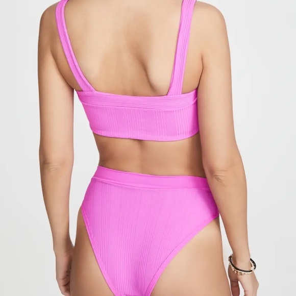 NWOT L*Space Lee Lee Bikini Top Frenchi Bikini Bottoms Small Bright Fuchsia Set - Picture 3 of 8